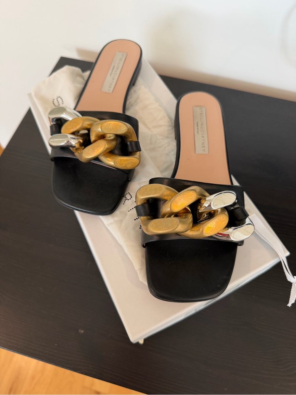 Stella McCartney Fallabella sandals with Gold & Silver Chain